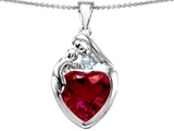 Original Star K™ Large Loving Mother With Child Family Pendant With 12mm Heart Created Ruby