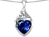 Original Star K™ Large Loving Mother With Child Family Pendant With 12mm Heart Created Sapphire