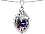 Original Star K™ Large Loving Mother With Child Family Pendant with 12mm Heart Shape Mystic Topaz