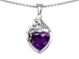 Original Star K™ Loving Mother With Child Family Pendant With 8mm Heart Shape Simulated Amethyst
