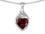 Original Star K™ Loving Mother With Child Family Pendant With Genuine 8mm Heart Shape Garnet