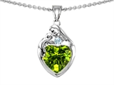 Original Star K™ Loving Mother With Child Family Pendant With Heart Shape Genuine Peridot