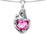 Original Star K™ Large Loving Mother With Child Pendant 12mm Heart Shape Created Pink Sapphire
