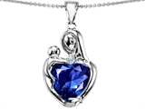 Original Star K™ Large Loving Mother With Child Pendant With 12mm Heart Shape Created Sapphire