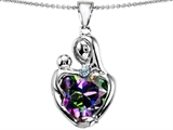 Original Star K™ Large Loving Mother With Child Pendant 12mm Heart Shape Mystic Rainbow Topaz