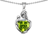 Original Star K™ Loving Mother With Child Hugging Pendant With Genuine Heart Shape 8mm Peridot