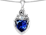 Original Star K™ Large Loving Mother Twin Children Pendant With 12mm Heart Created Sapphire