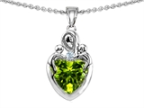 Original Star K™ Loving Mother With Children Pendant With Genuine Heart Shape Peridot