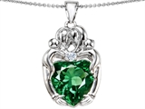 Original Star K™ Large Loving Mother Twins Family Pendant with 12mm Heart Shape Simulated Emerald