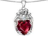 Original Star K™ Large Loving Mother Twins Family Pendant With 12mm Heart Shape Created Ruby