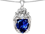 Original Star K™ Large Loving Mother Twins Family Pendant With 12mm Heart Shape Created Sapphire
