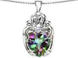 Original Star K™ Large Loving Mother Twins Family Pendant with 12mm Heart Shape Mystic Topaz