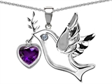 Original Star K™ Peace Love Dove Pendant with 7mm Heart Shape Genuine Amethyst
