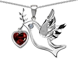 Original Star K™ Peace Love Dove Pendant with Genuine Heart Shape 7mm Garnet