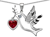 Original Star K™ Peace Love Dove Pendant with Heart Shape 7mm Created Ruby