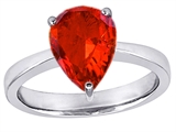 Original Star K™ Large 11x8 Pear Shape Solitaire Engagement Ring with Simulated Orange Mexican Fire Opal