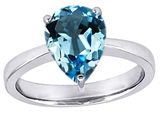 Original Star K™ Large 11x8 Pear Shape Solitaire Engagement Ring With Simulated Blue Topaz