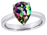 Original Star K™ Large 11x8 Pear Shape Solitaire Engagement Ring with Multicolor Mystic Topaz