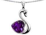 Original Star K™ Love Swan Pendant With Heart Shape Genuine Amethyst