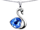 Original Star K™ 1inch Love Swan Pendant With Genuine Heart Shape Blue Topaz