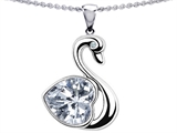 Original Star K™ 1inch Love Swan Pendant With Genuine Heart Shape White Topaz