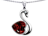 Original Star K™ Large Love Swan Pendant With 8mm Genuine Heart Shape Garnet