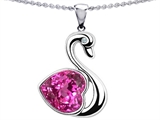 Original Star K™ Large Love Swan Pendant With 8mm Heart Shape Created Pink Sapphire