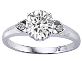 Tommaso Design™ Genuine White Topaz and Genuine Diamonds set in Engagement Ring