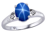 Tommaso Design™ Created Star Sapphire and Genuine Diamond Ring