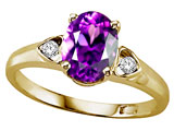 Tommaso Design™ Genuine Amethyst and Diamond Ring