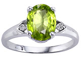 Tommaso Design™ Oval 9x7mm Genuine Peridot and Diamond Ring