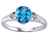 Tommaso Design™ Round Genuine Blue Topaz and Diamond Engagement Ring