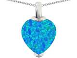 Original Star K™ 10mm Heart Shape Created Blue Opal Pendant