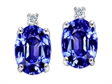 Tommaso Design™ Simulated Tanzanite and Genuine Diamonds Earrings