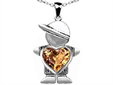 Original Star K™ Little Boy Holding 8mm Heart Mother Birthstone Pendant Simulated Imperial Yellow Topaz