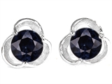 Original Star K™ Round 6mm Genuine Black Sapphire Flower Earring Studs