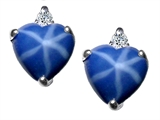 Original Star K™ Heart Shape 7mm Created Star Sapphire Earrings
