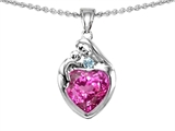 Original Star K™ Loving Mother With Child Family Pendant With 8mm Heart Shape Created Pink Sapphire