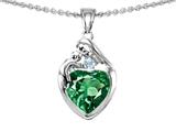 Original Star K™ Loving Mother With Child Family Pendant With Heart Shape 8mm Simulated Emerald