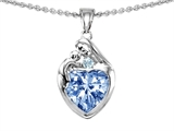 Original Star K™ Loving Mother With Child Family Pendant With Heart Shape 8mm Simulated Aquamarine