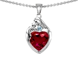 Original Star K™ Loving Mother With Child Family Pendant With 8mm Heart Shape Created Ruby