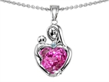 Original Star K™ Loving Mother With Child Hugging Pendant With 8mm Heart Shape Created Pink Sapphire