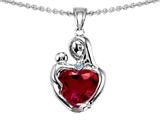 Original Star K™ Loving Mother With Child Hugging Pendant With 8mm Heart Shape Created Ruby