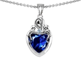 Original Star K™ Loving Mother Twin Children Pendant With 8mm Heart Shape Created Sapphire