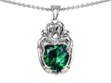 Original Star K™ Loving Mother And Twins Family Pendant With Heart Shape Simulated Emerald