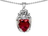 Original Star K™ Loving Mother And Twins Family Pendant With 8mm Heart Shape Created Ruby
