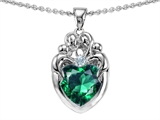 Original Star K™ Loving Mother Twins Family Pendant With 8mm Heart Shape Simulated Emerald