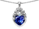 Original Star K™ Loving Mother Twins Family Pendant With 8mm Heart Created Sapphire