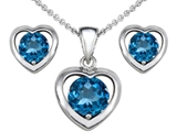 Original Star K™ Genuine Blue Topaz Heart Pendant with Free Box Set matching earrings