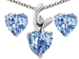 Original Star K™ Simulated Aquamarine Heart Shape Pendant with Free Box Set matching earrings